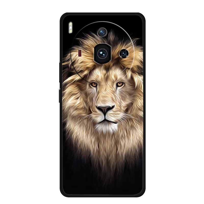 For Iphon 14 Luxury Phone Case Apple Iphone14 Pro Pro Max Plus Black TPU Soft Cover Silicone Shield Animal Lions Tiger Bunper