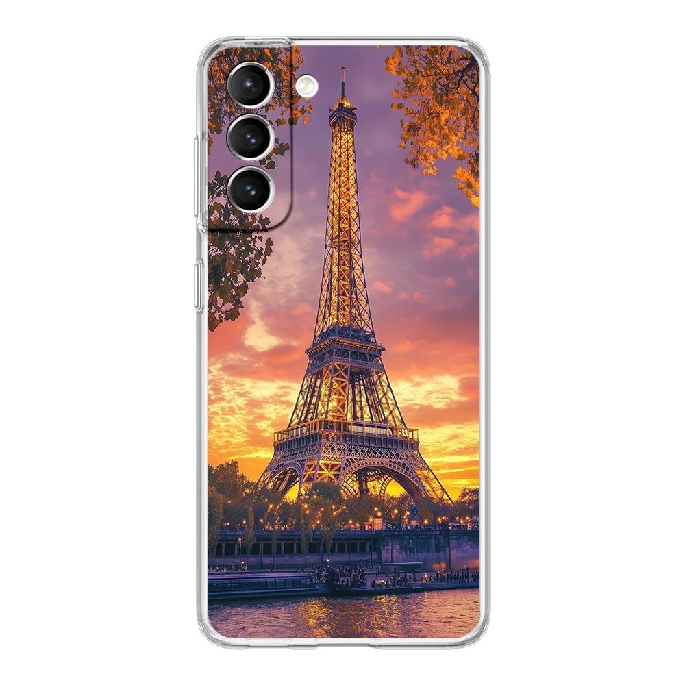 Phone Case For Samsung Galaxy S25 Edge S24 S23 FE S22 Ultra S20 S21 5G S10 Plus S10E Soft Clear Cover Red Umbrella Eiffel Tower