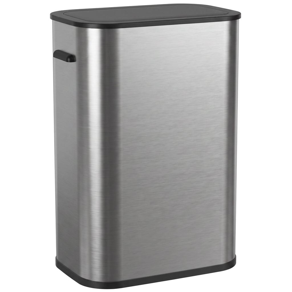 Automatic Kitchen Trash Can 55L Stainless Steel, Soft Close Lid, Battery Operated, Silver