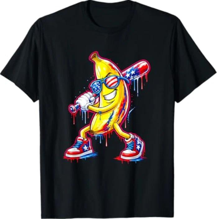 Funny Baseball Drip 4th of July Ice Cream Boys T-Shirt S