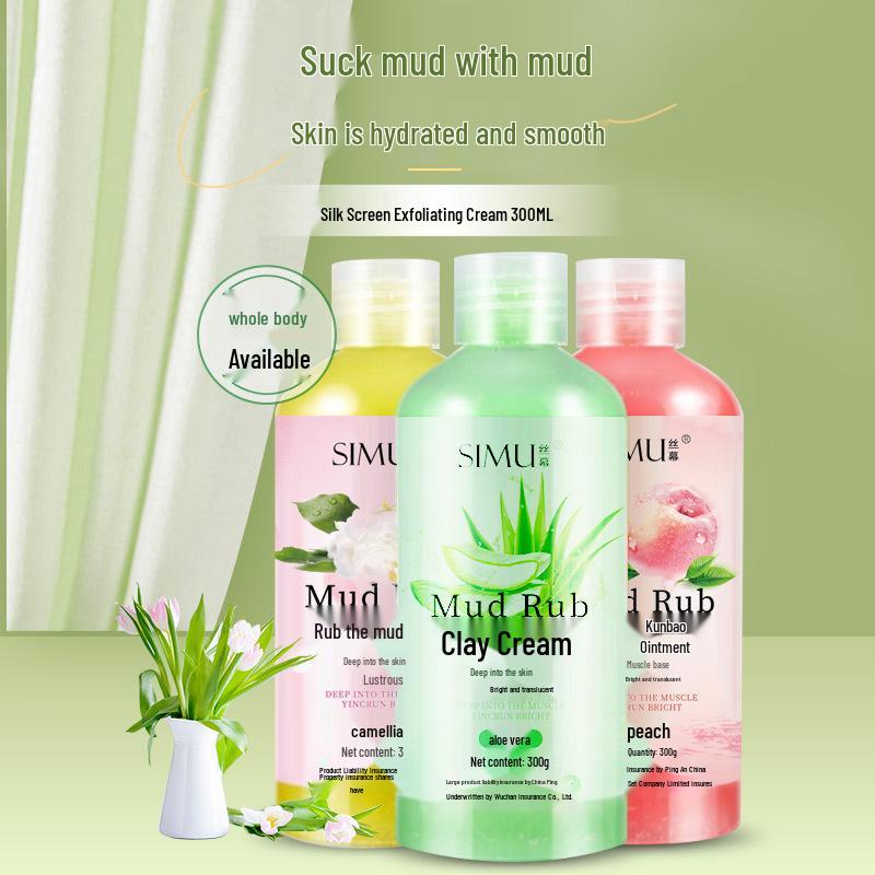 Aloe Vera Exfoliating Silk Screen Shower Gel - Long-Lasting Fragrance Mud Scrub