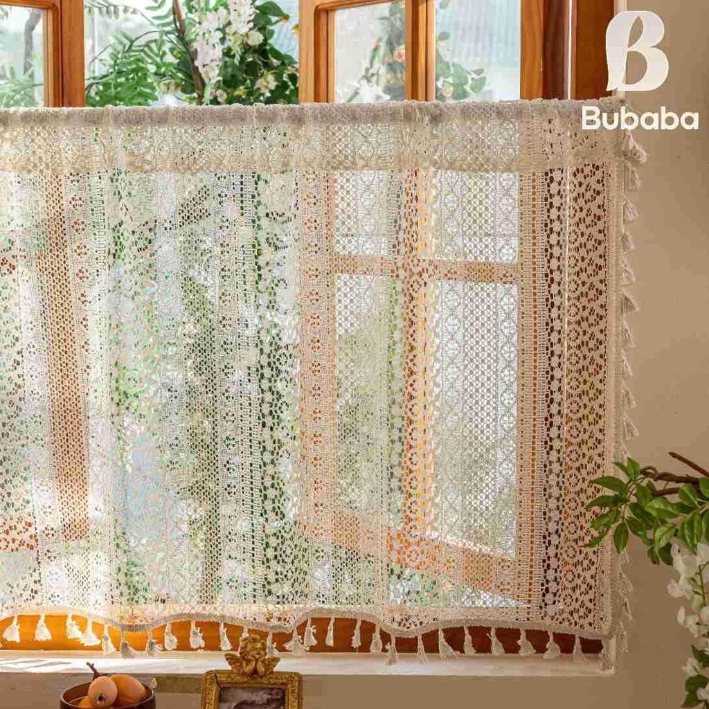 Bu Baba American Hollow Tassel Gauze Curtain for Bedroom Bay Window or Door, Finished Short Curtain.