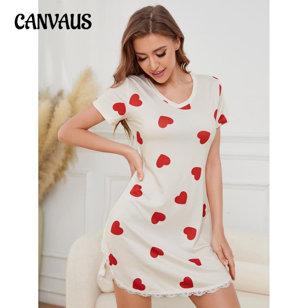 Women's Home Pajamas Summer Love Print Sexy Cute Short-sleeved Nightgowns