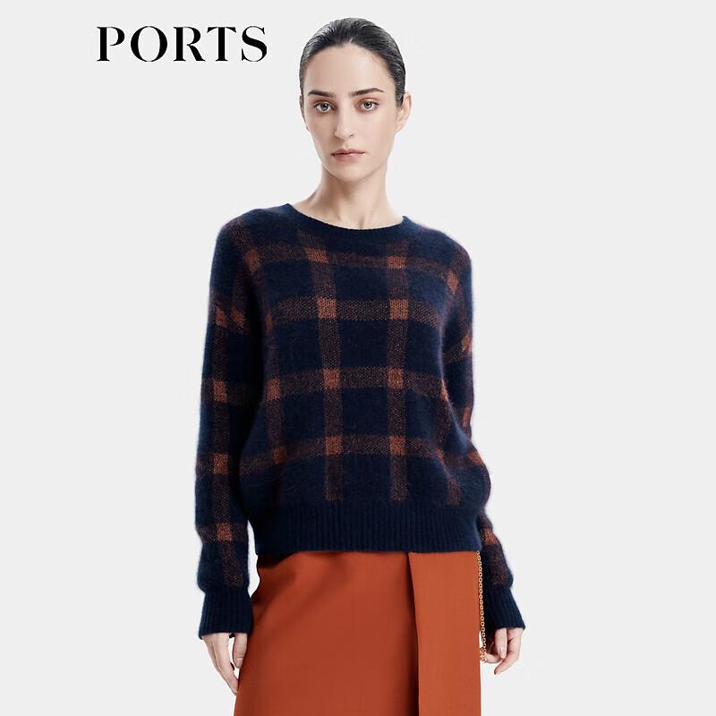 

PORTS Women s Plaid Jacquard Knit Top M