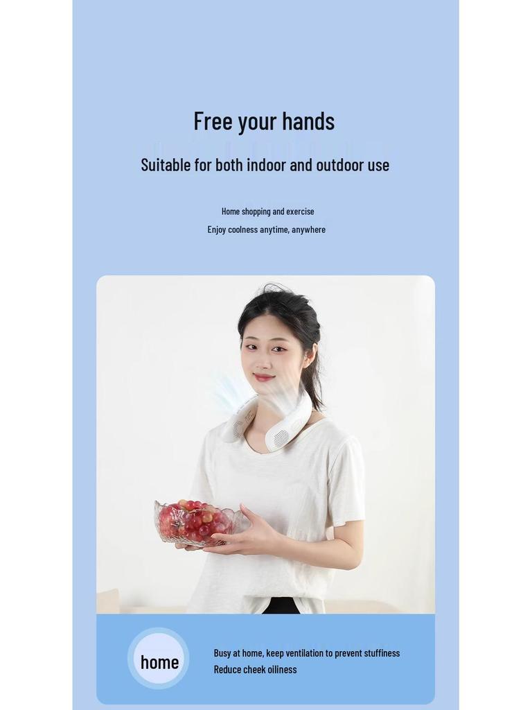 Portable USB Rechargeable Bladeless Neck Fan - Silent, Compact, Powerful Airflow