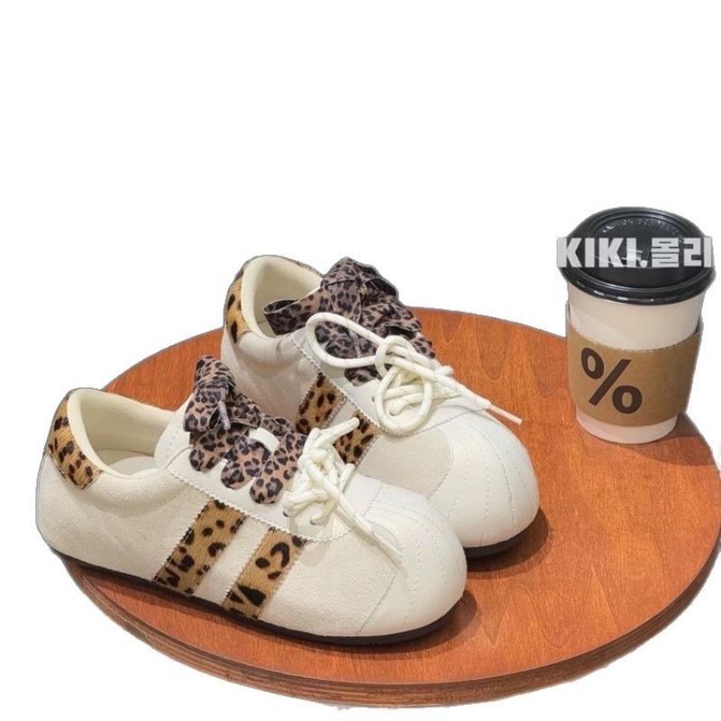 Ugly and Cute Leopard Print Women's Tide Early Autumn New Retro Color Matching Niche Inner Height Increase Casual Shoes Women
