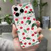 Red Cherry Pattern Clear TPU Phone Case For iPhone 17 16 Pro 15 14 13 12 Pro Max 11 Shockproof Transparent Soft Silicone Cover