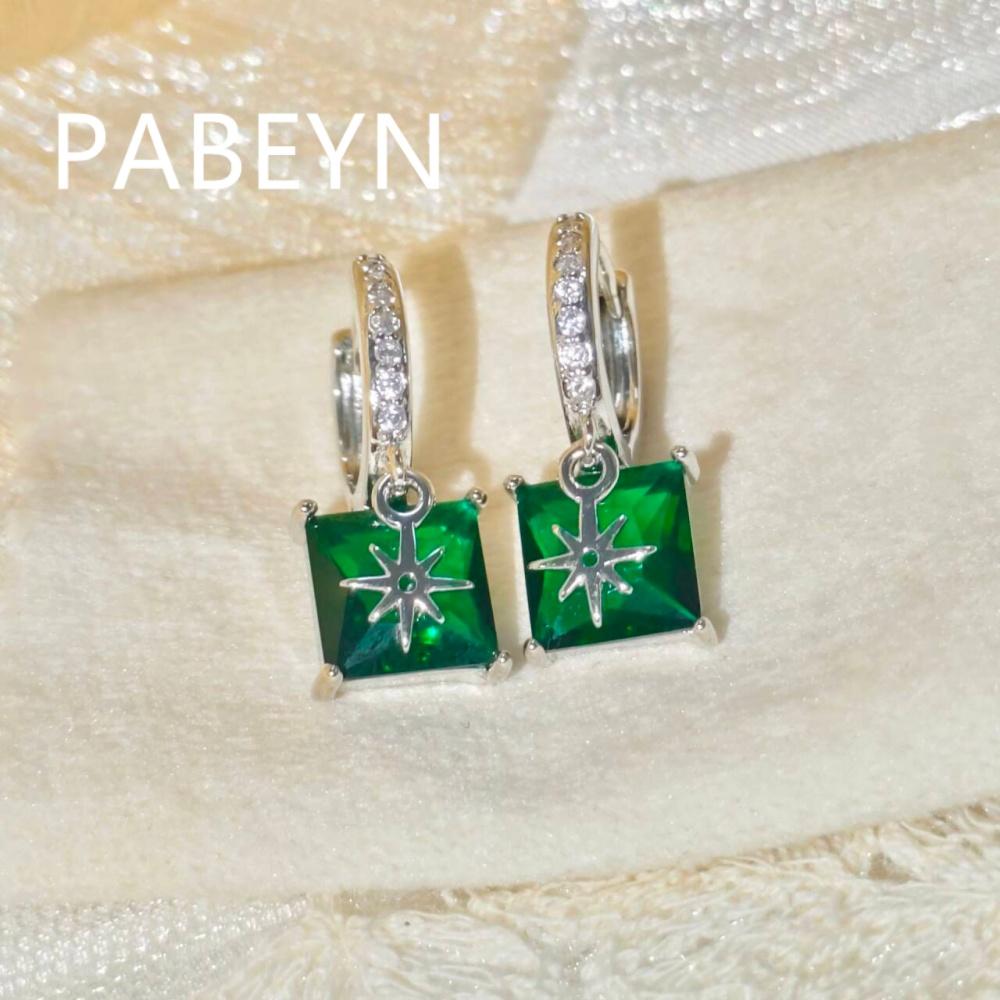 925 Sterling Silver Stylish Geometric Star Square Zircon Earrings, Birthday Party Anniversary Gift