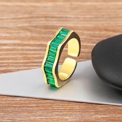 

Nidin New Exquisite Simple Square Zircon 5 Colors Open Rings For Woman Adjustable Jewelry Wedding Party Girls Luxury Gift зелений