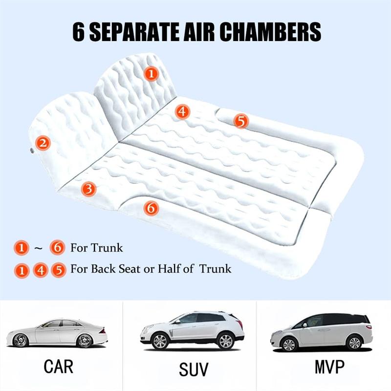 Tragbare SUV Reise Luftmatratze Kissen Aufblasbare Autobettmatratze Auto Campingmatratze Mit 2 Kissen Outdoor Campingkissen