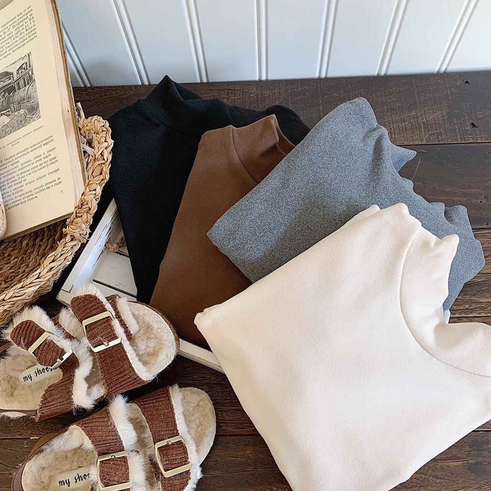 Kino Zimowy Chłopięcy Top Bazowy z Półwysokim Dekoltem w Stylu Koreańskim