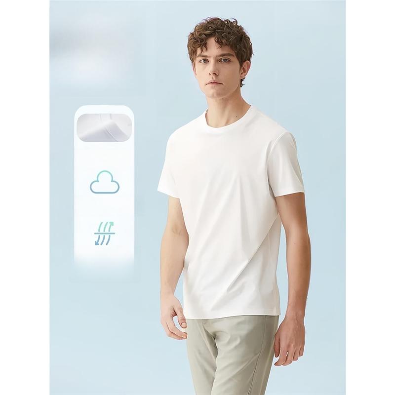 European Size Men's White Russian Text Print T-Shirt - Cyrillic Script Graphic Tee, 180gsm Lightweight Crew Neck Short Sleeve, Casual Streetwear Top