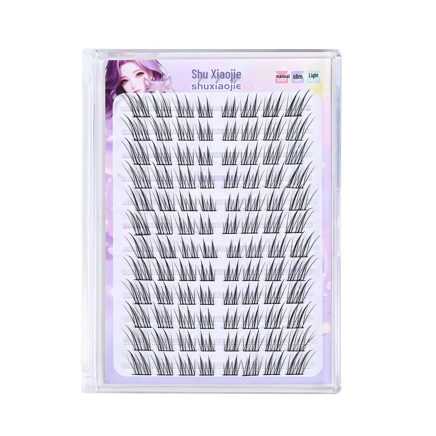Jade Face Fox-Like Segmented Natural False Eyelashes - Realistic Individual Clusters for a New Comic Eye Look