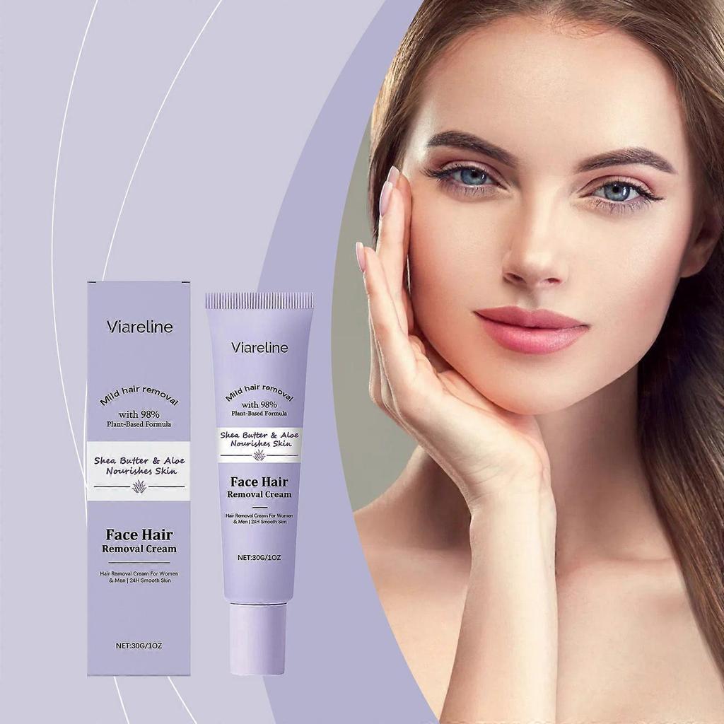 Limited time!!Viareline Facial Hair Removal Cream Daily Gentle Care For Facial Peach Fuzz, Mild Cleansing And Hair Removal For The Face