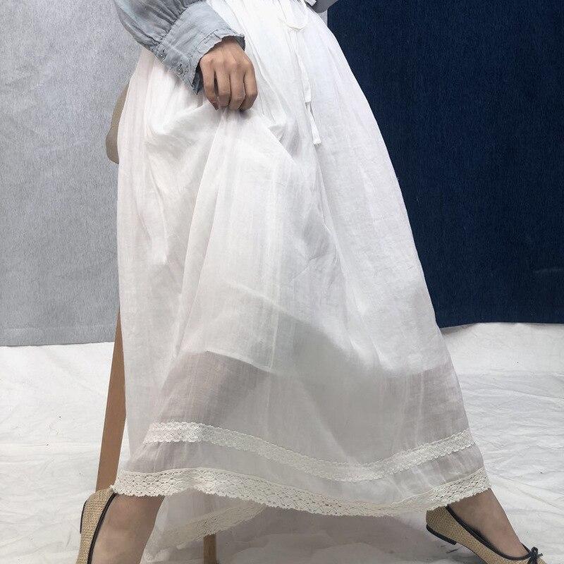 Johnature Fuste Broderie Vintage In Toamna Cravata Taie Elastica Femei Fuste