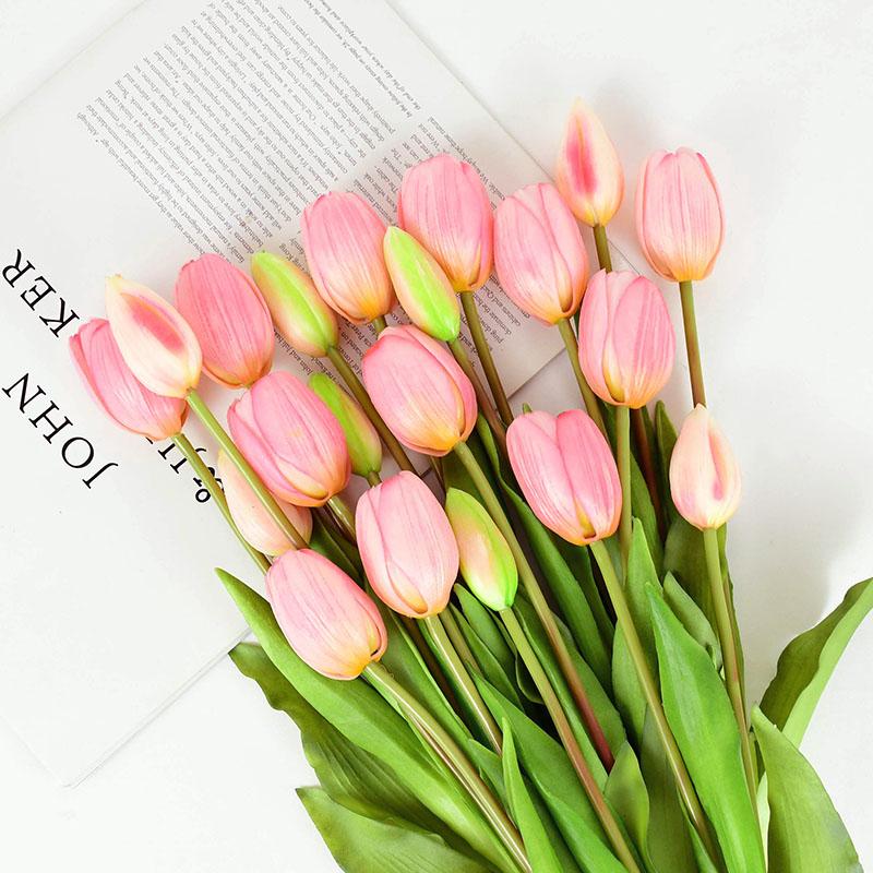 5Pcs/bunch Artificial Tulips Bouquet Real Touch Silicone Fake Flowers for Home Garden Living Room Decoration Wedding Party