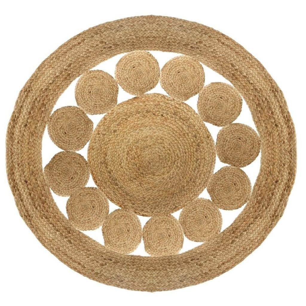 JUTE RUG, round, 120cm, NATURAL, boho style