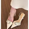 Fashion Punk Goth Metal Buckle High Heels Sandals Women Summer Pointed Toe Silver Party Shoes Woman Korean Style Thin Heels Sandals