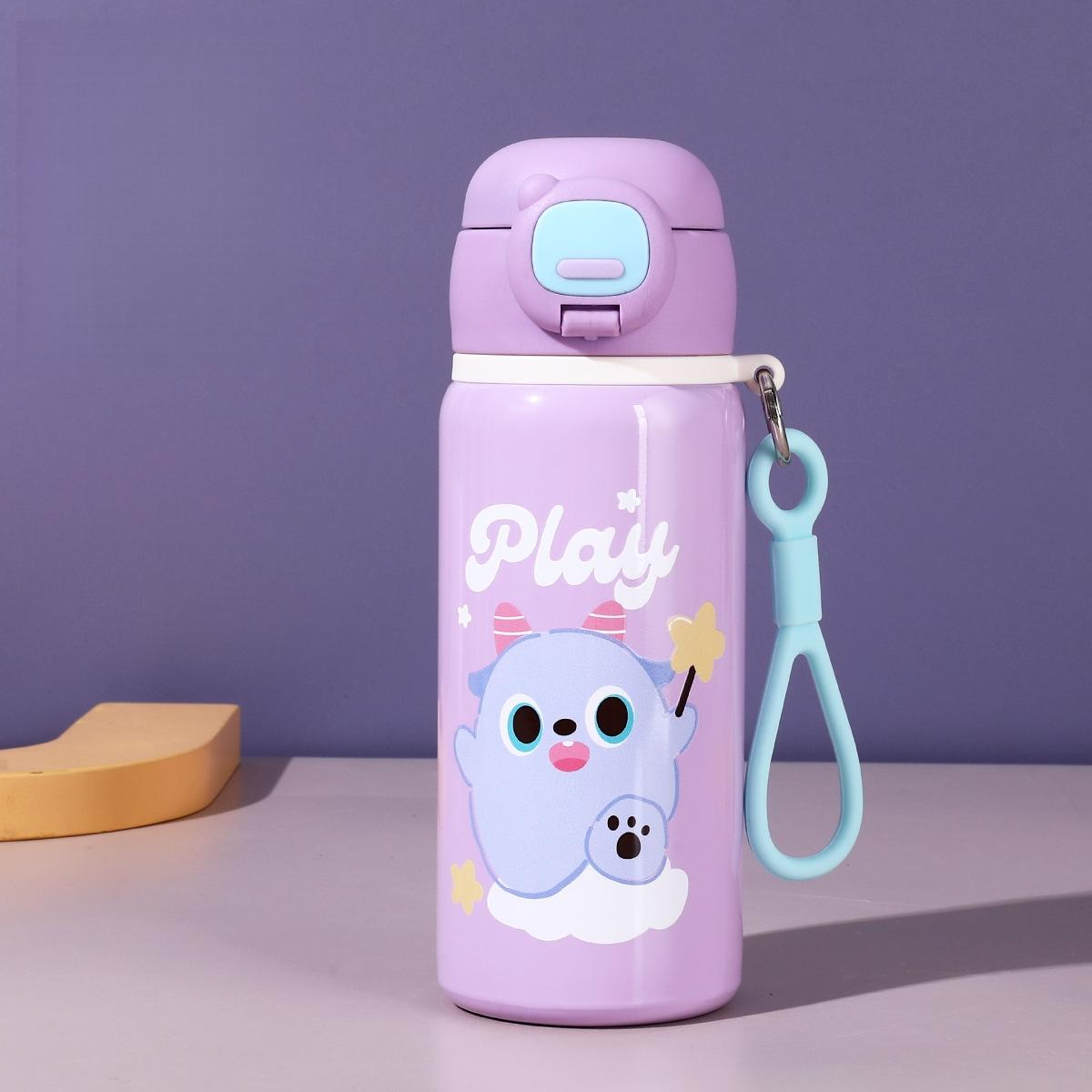 500ML Stainless Steel Kids Water Bottle Cartoon Animal Straw Thermos Mug Vacuum Flasks Children Thermal Water Bottle Thermocup 500ml