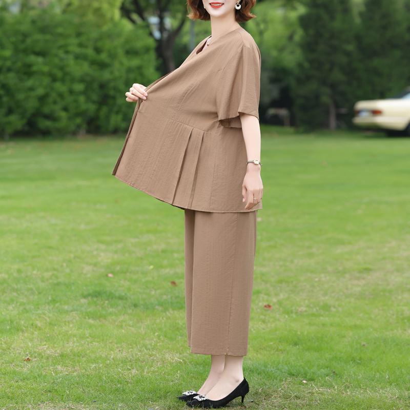 Women's Plus Size 2-Piece Casual Set, Short Sleeve Top & Elastic Waist Pants (3XL-7XL)