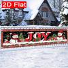 Red Festive Snowman & Candy Cane Christmas Outdoor Fence Banner, Garden Yard Holiday Decor