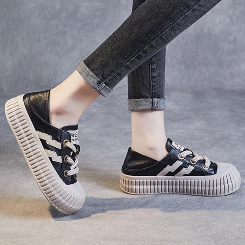 Echtes Leder Jahreszeiten Dicksohlige Nische Vielseitige Modeschuhe Damen Trend Sportschuhe Damen Klobiger Sneaker Damen