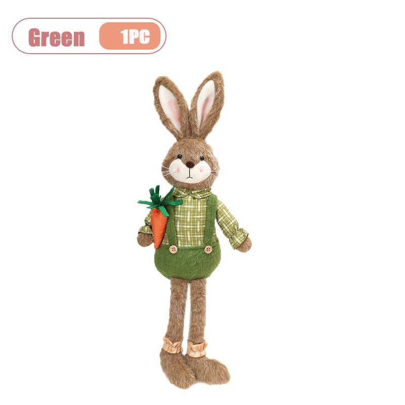 Easter Bunny Figurine Holding Flower Basket and Carrot Creative Cute Rabbit Statue Spring Farmhouse Home Table Decor Ornament