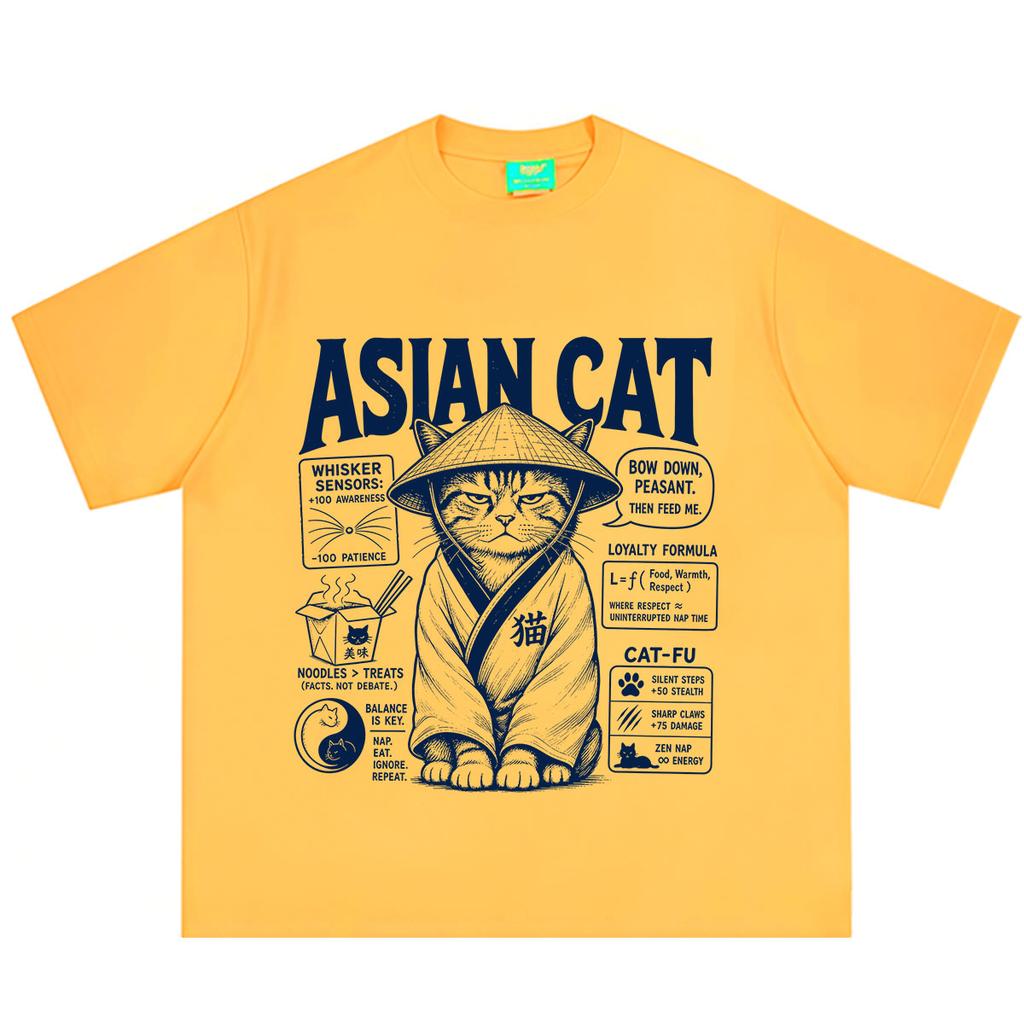 Asian Cat Funny Meme Tshirt Unisex Unisex Fashion Tshirt Summer Shortsleeved Loosefitting Casual Cotton Tshirts Streetwear Tops