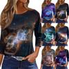 Damen T-Shirt Print 3/4 Ärmel Alltagsmode Wochenende Basic Rundhals Normales Oberteil