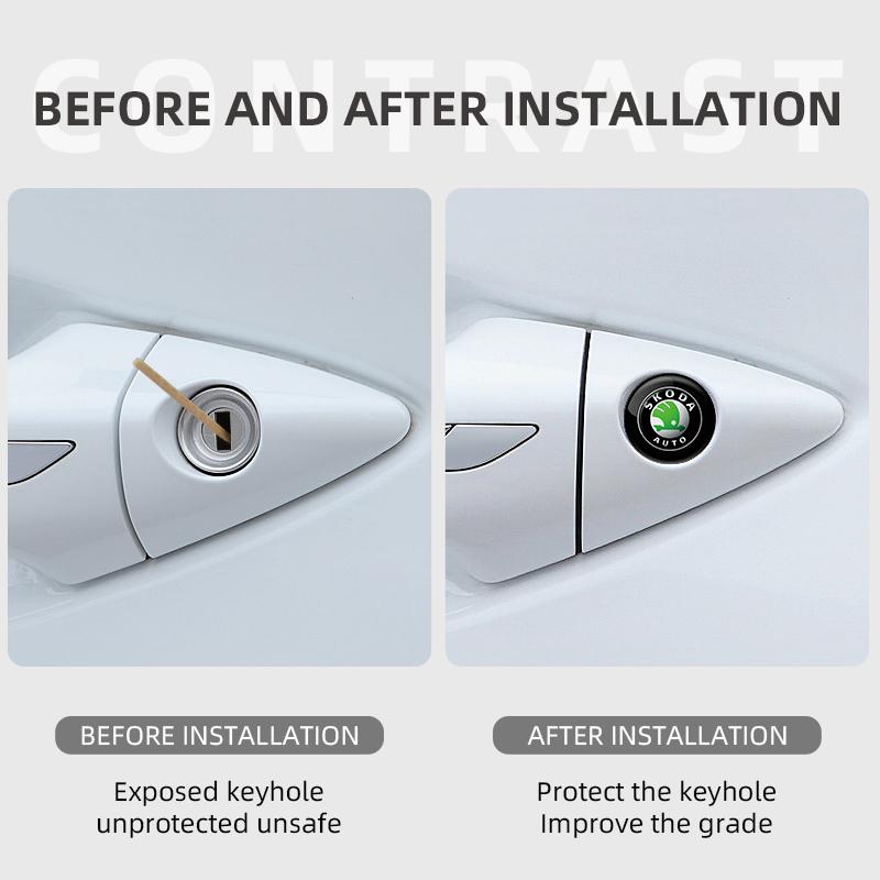 NADH5 Valve Stems & Caps Car Door Lock Keyhole Anti-blocking Protection Stickers For Skoda YETI Octavia SUPERB