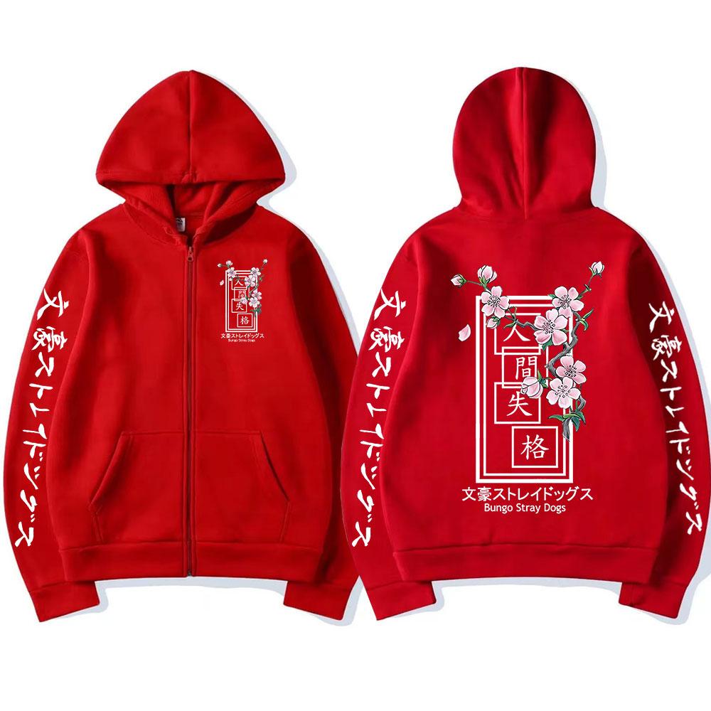 Anime Bungo Toulaví psi Dazai Osamu potisk Pánské s kapucí Ženy Mikiny na zip Harajuku Mikina Unisex Manga Volný Zip Bunda