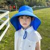 1137 children's hat summer outdoor sun protection sun hat boys and girls big eaves shawl ponytail hole sunshade bucket hat
