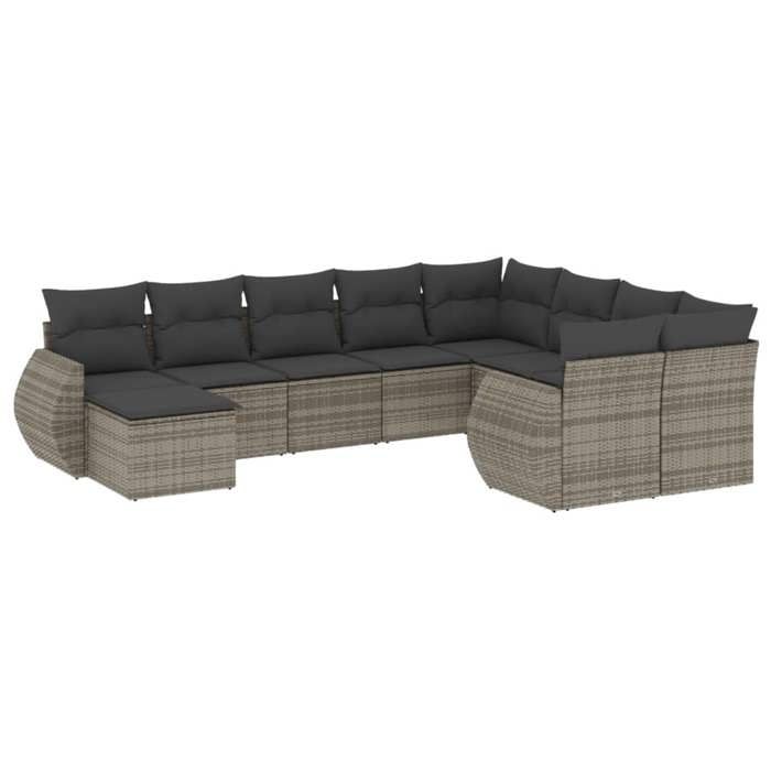 VidaXL Garden Lounge Set with Cushions 10 Pcs, Patio Sofas, Patio Furniture Set, Outdoor Furniture, Grey 3221859