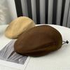 American retro solid color autumn and winter hat, face-slimming beret for women, artistic and versatile, suitable for large head sizes, casual hat