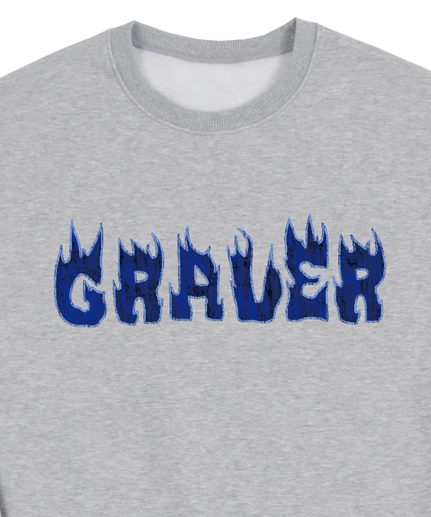 GRAVER [Unisex] Flame Logo Sweatshirt_Gray