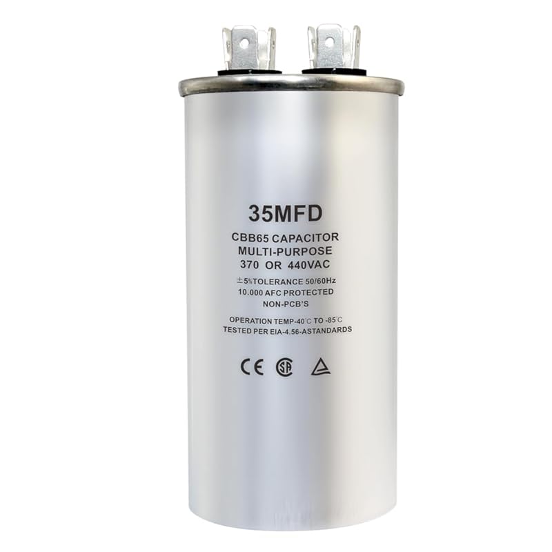 CBB65 Circular Run Capacitor, 450VAC 5 uf/MFD 50/60Hz Round Start Capacitor - Very Suitable for Air Conditioning, Fan Capacitor, Etc. (5 Uf)
