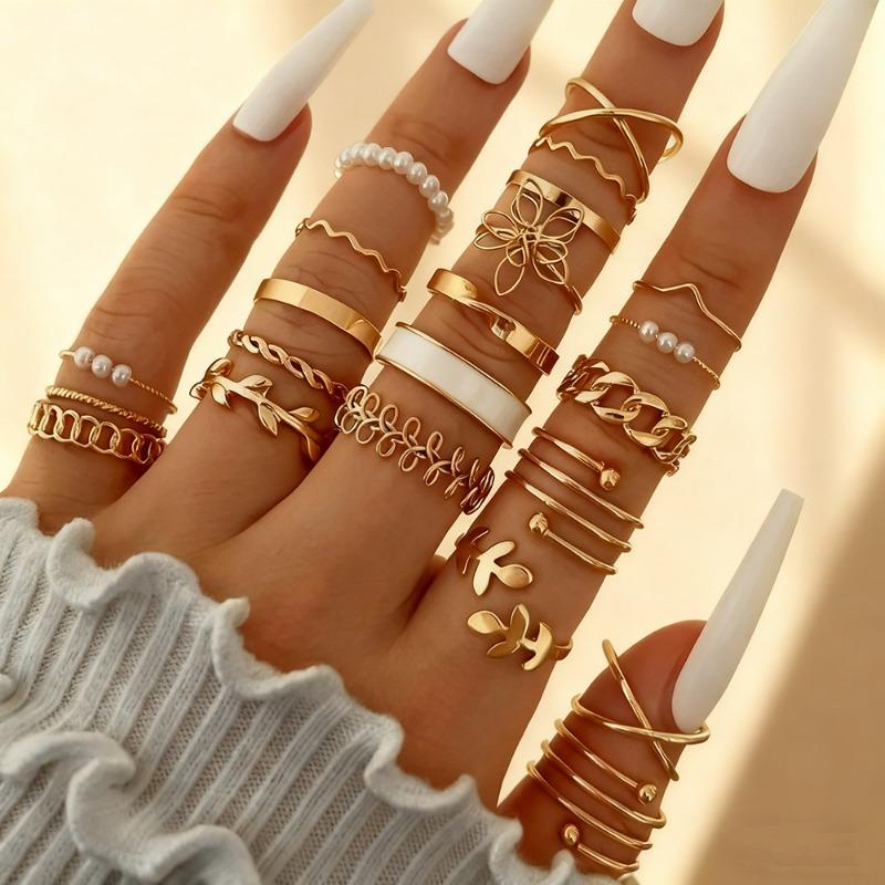 European and American Geometric Creative Ring Set of 30 Pieces, Personalized Irregular Design Women's Ring