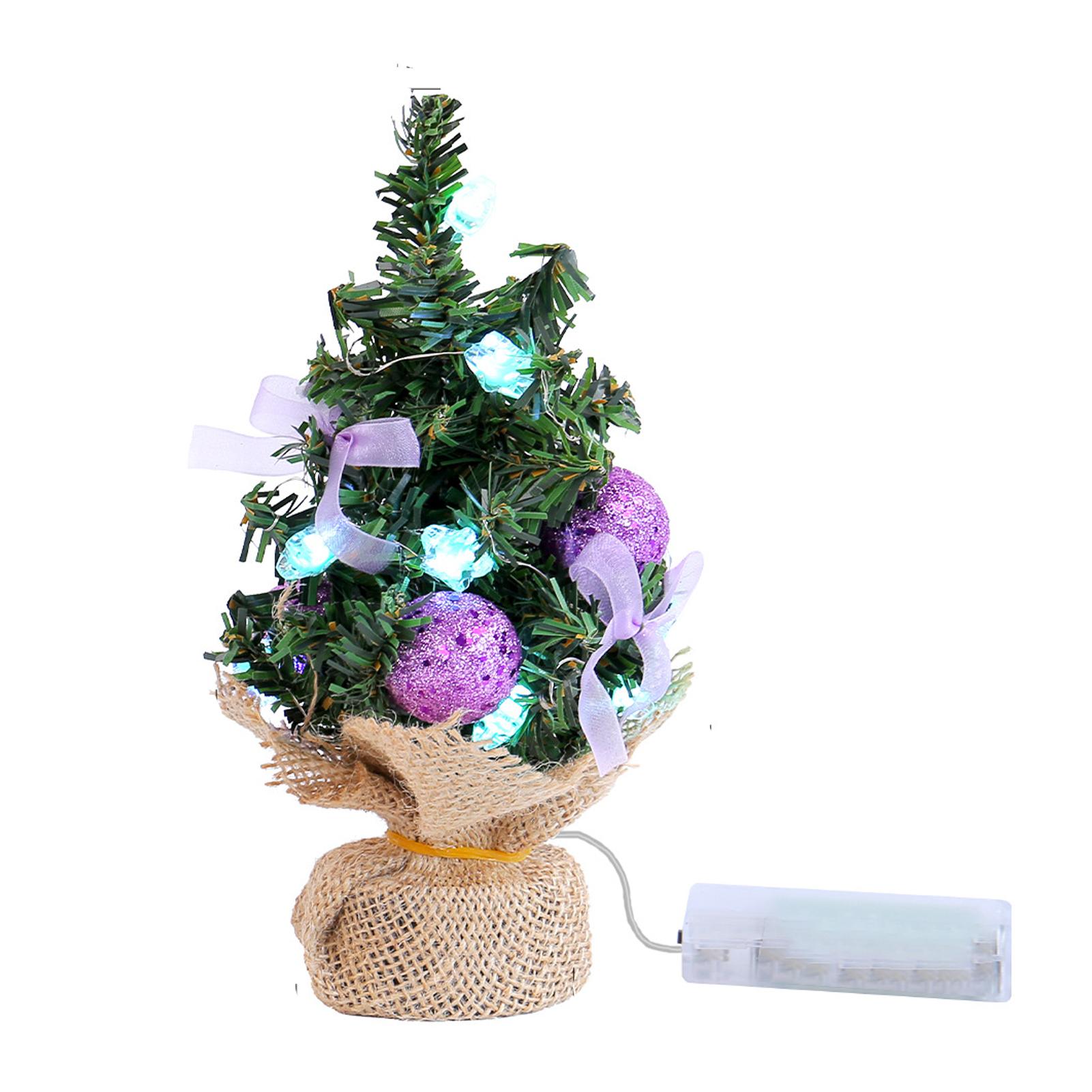 

1 шт. Искусственная мини-елка с ленточным бантом и шарами-украшениями, Рождественские украшения для дома, офиса, домашнего стола