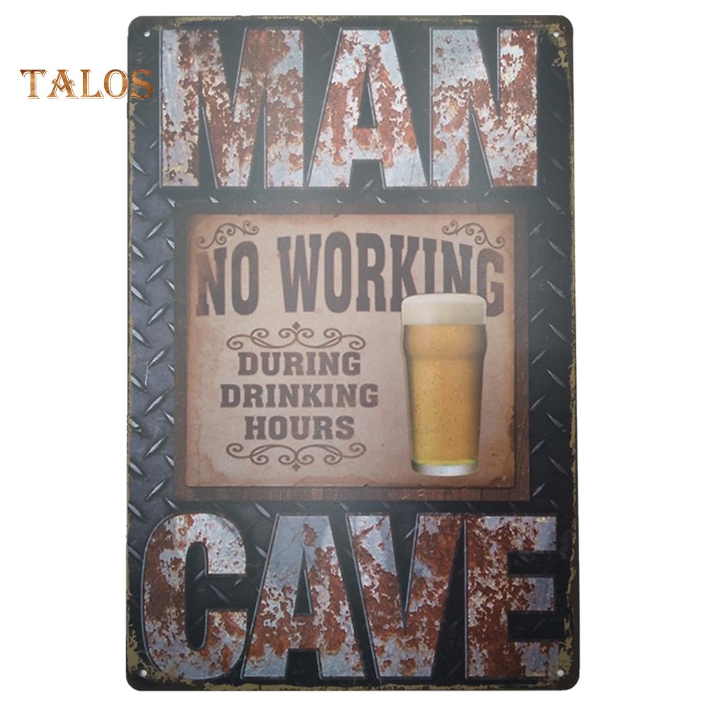 Targa in latta vintage Beer Not Working During Drinking Time Pub Bar Club Ristorante Decorazione da parete in metallo Targa in metallo 20,3 x 30,5 cm