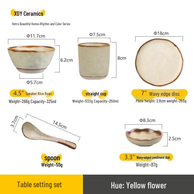 

ROYUGO Japanese Style Ceramic 5-Piece Dinnerware Set