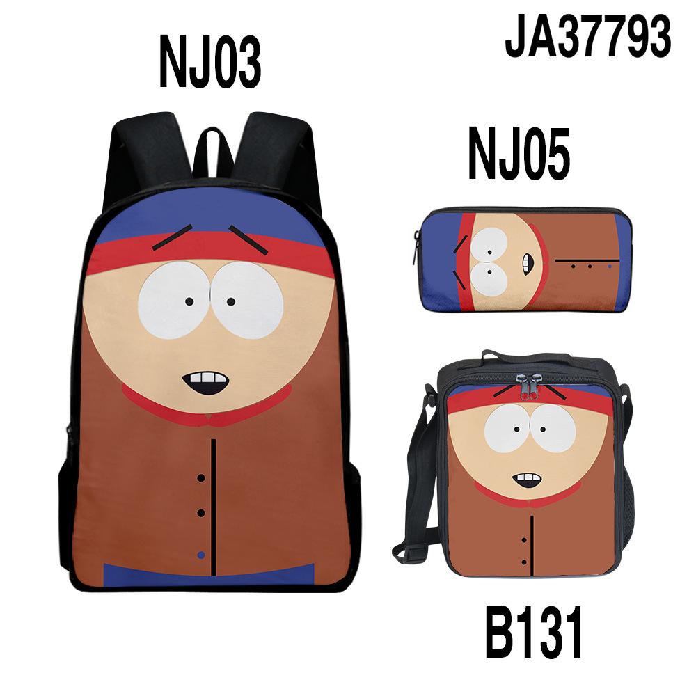 Trendy Popular Novelty SOUTH PARK 3D Printed 3pcs/Set Student School Bags Laptop Daypack Backpack Lunch bag Pencil Case