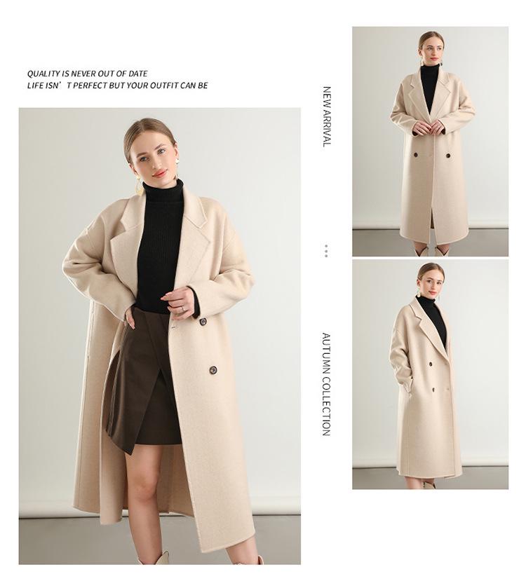 2024 Autumn Double-Breasted Woolen Women's Mid-Length Loose Coat