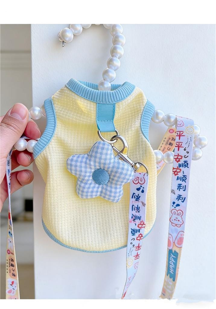 Cat dog clothes spring and summer pet British short blue cat anti-hair loss breathable sun protection tractable teddy bear vest
