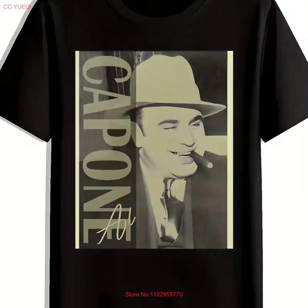 MenS Black T Shirt with CAPONE Print Vintage Inspired Design Short Vintage Washed Stretched Casual Unisex Streetwear