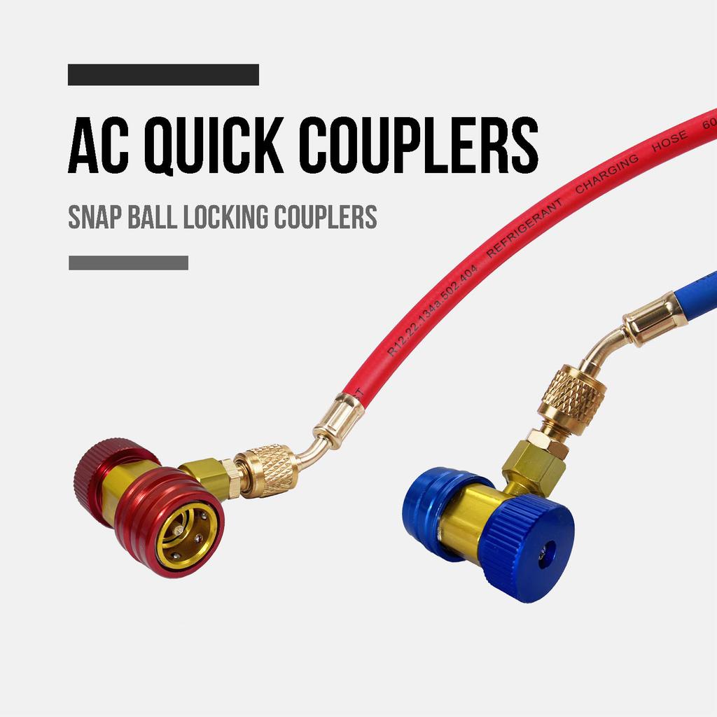 R134A High Low Auto Car Quick Coupler Connector Brass Adapters Car Air Conditioning Refrigerant Adjustable AC Manifold Gauge