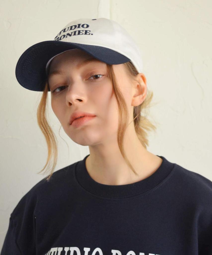 BONIEE Logo Typo Ball Cap White Navy