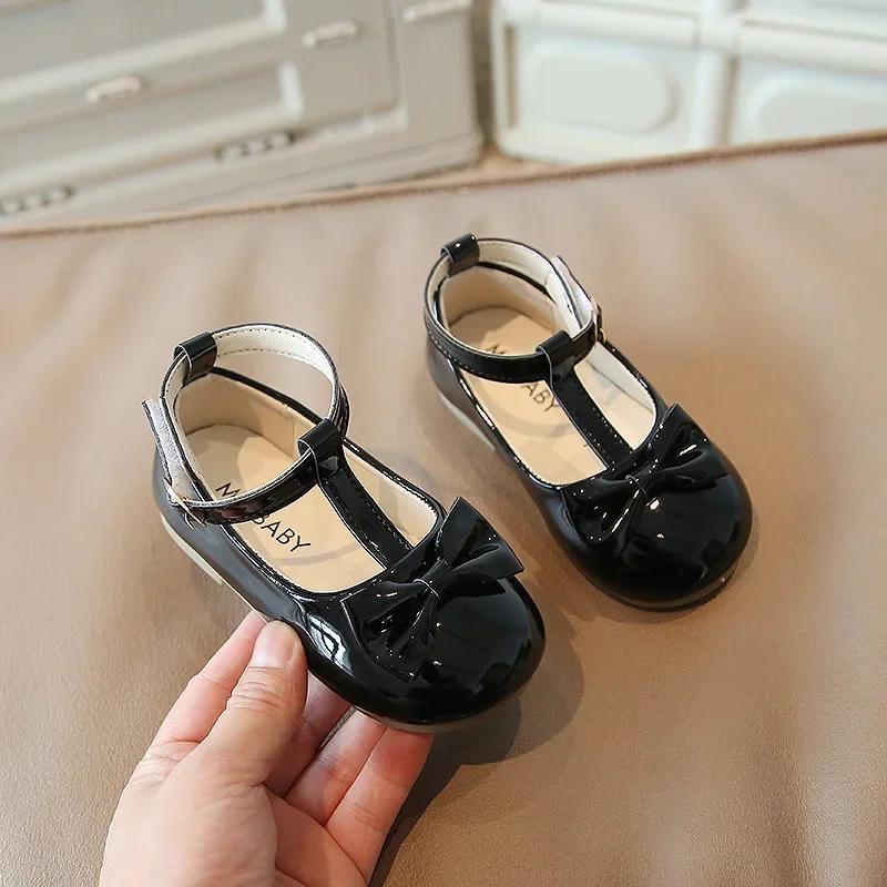 

Кожаные туфли для девочек, весенние новые корейские туфли принцессы, модные простые детские туфли, мягкая подошва, детские туфли для ходьбы, детская обувь Zapatos Niña 15 insole11.1cm чёрный