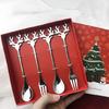 6 Pieces Cake Spoon Tasting Dessert Forks Christmas Themed 2 Colors for Party