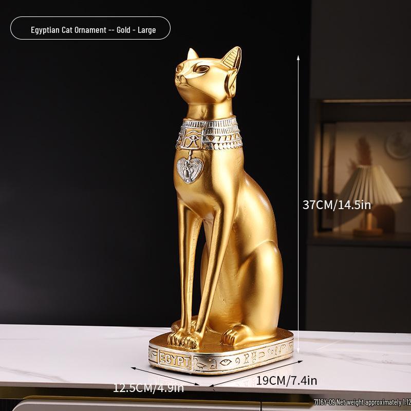 Figurina Esotica di Gatto Egiziano in Resina per Arredamento Casa o Caffetteria