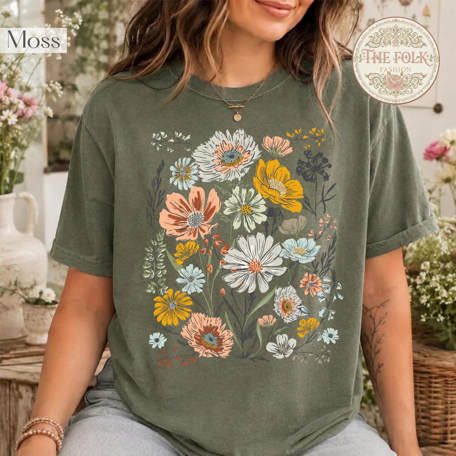 Wildflower Bouquet Shirt, Cottagecore Botanical Tee, Vintage 70s Floral T-shirt, Vintage Nature Graphic Tee, Summer Flower Tshirt XL